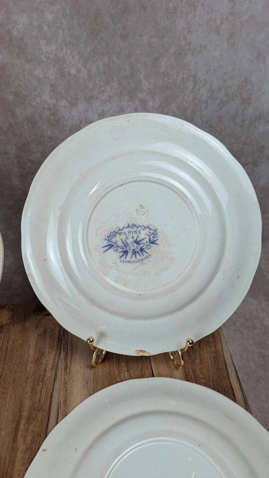 Lot de 6 assiettes plates Sarreguemines – modèle Épine