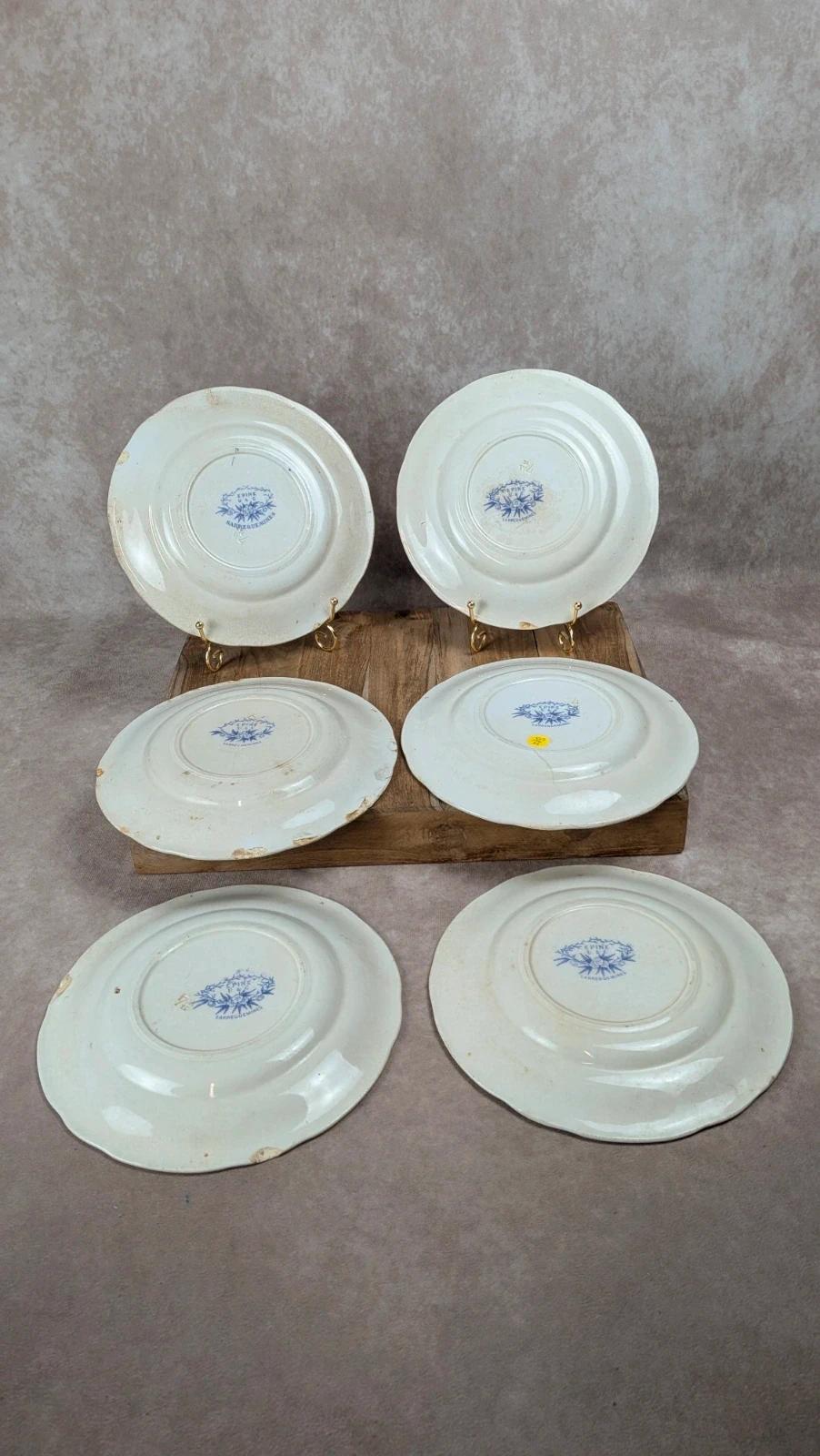 Lot de 6 assiettes plates Sarreguemines – modèle Épine