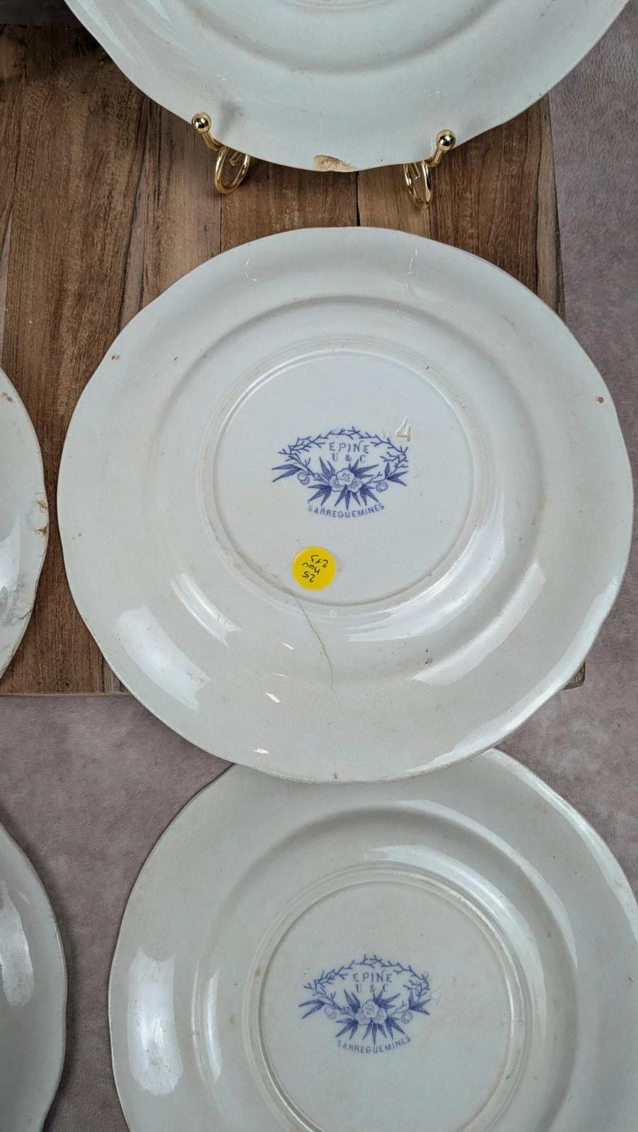 Lot de 6 assiettes plates Sarreguemines – modèle Épine