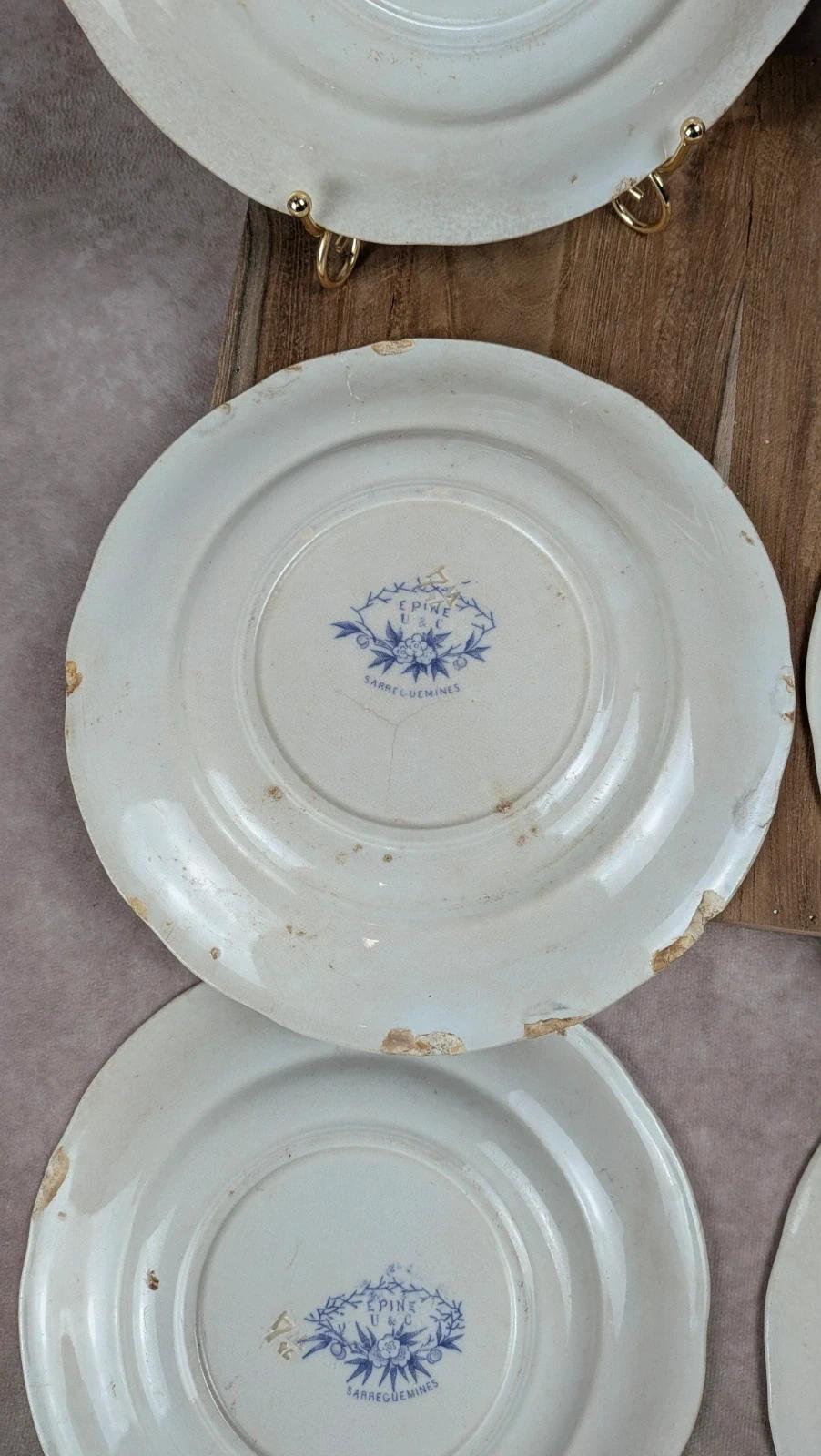 Lot de 6 assiettes plates Sarreguemines – modèle Épine