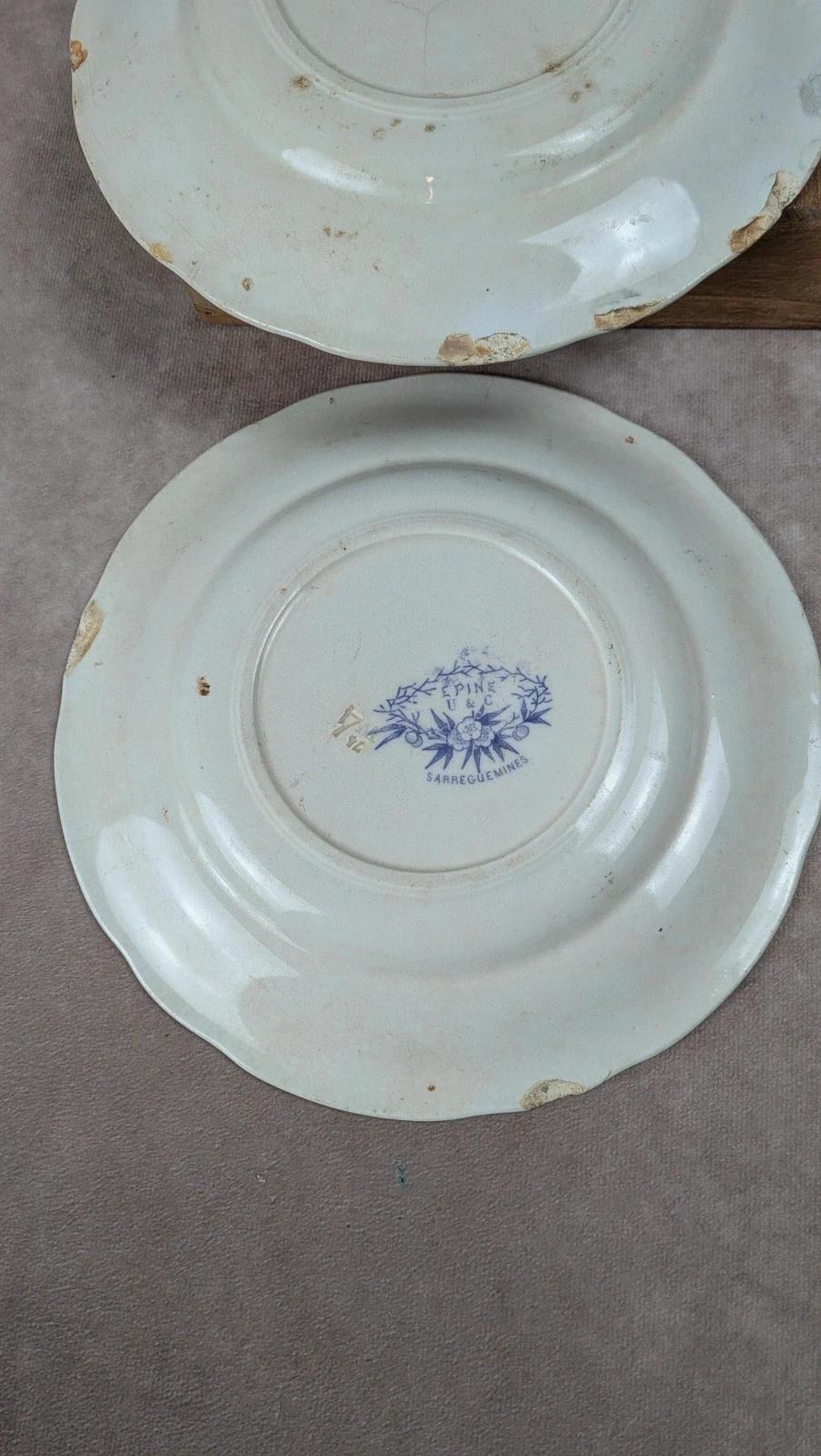 Lot de 6 assiettes plates Sarreguemines – modèle Épine