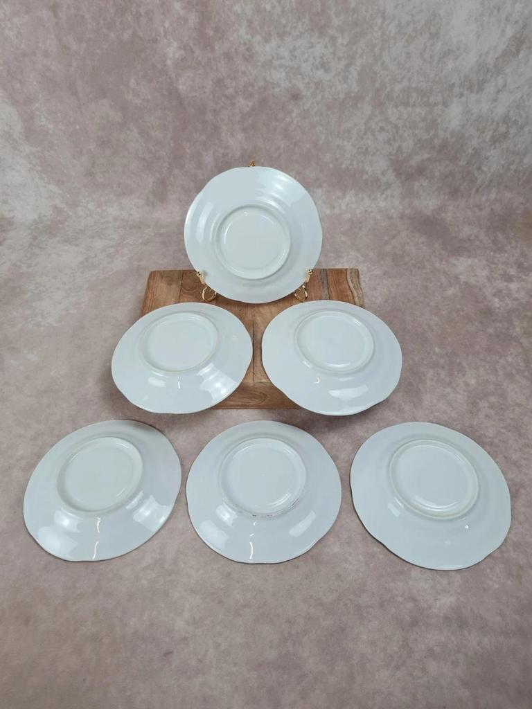 🌹 Lot de 6 coupelles vintage décor roses – porcelaine blanche et liseré doré
