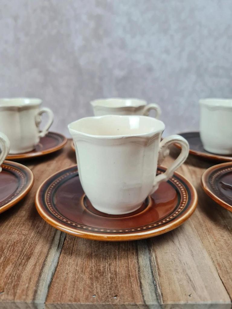 Lot de 6 tasses et sous - coupes vintage – Saint - amand & Sarguemines