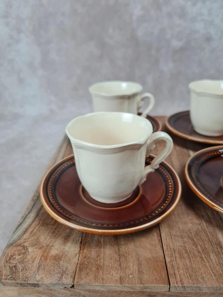 Lot de 6 tasses et sous - coupes vintage – Saint - amand & Sarguemines