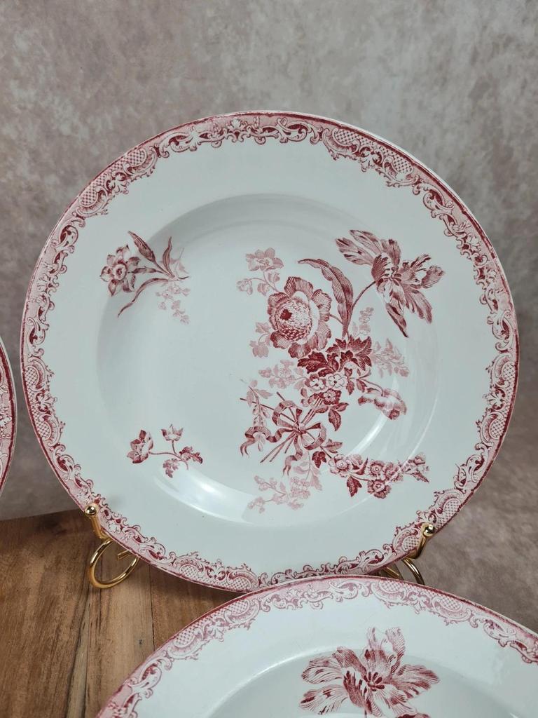 Lot de 7 assiettes creuses Sarreguemines “fontanges”