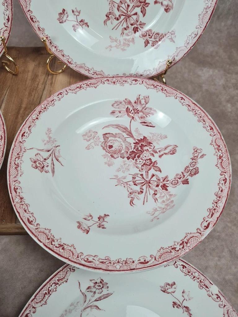 Lot de 7 assiettes creuses Sarreguemines “fontanges”