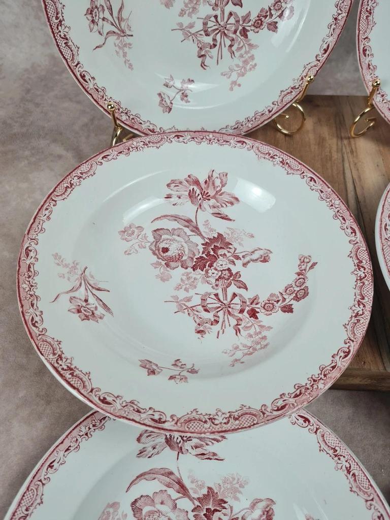 Lot de 7 assiettes creuses Sarreguemines “fontanges”