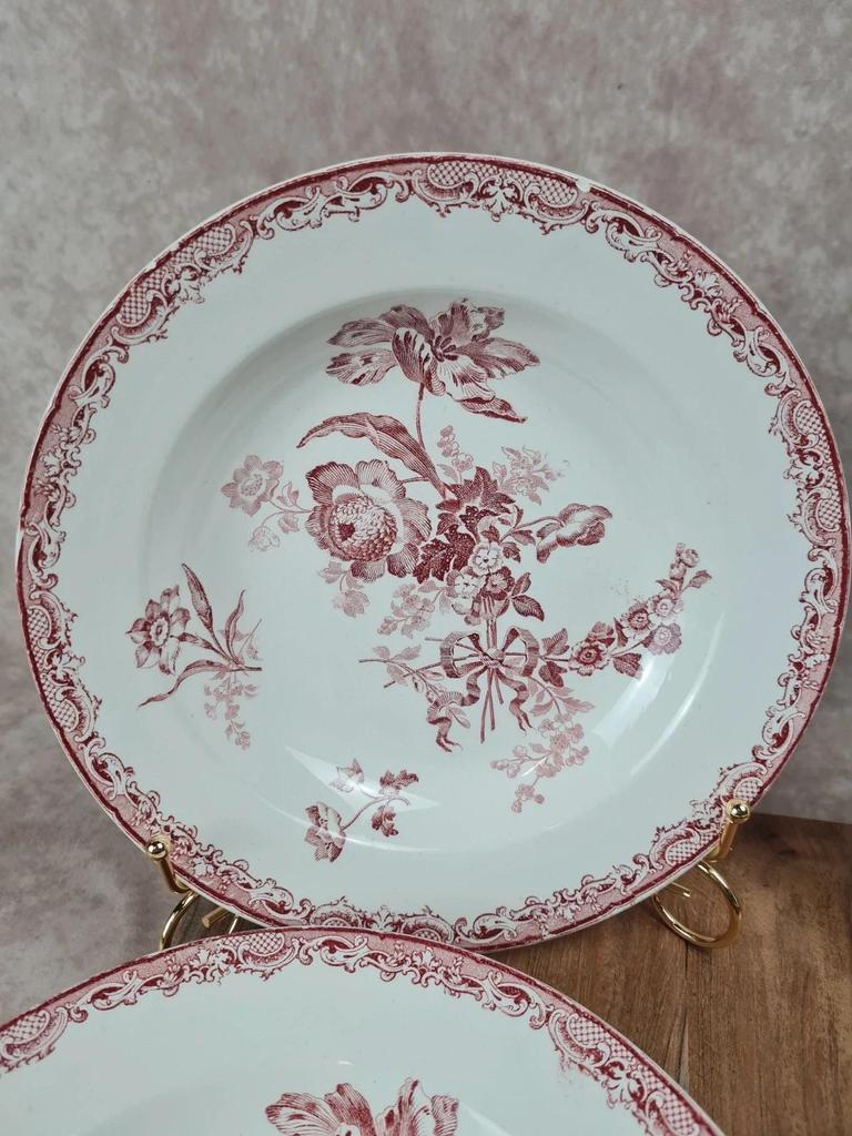 Lot de 7 assiettes creuses Sarreguemines “fontanges”