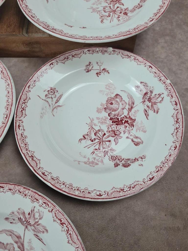 Lot de 7 assiettes creuses Sarreguemines “fontanges”