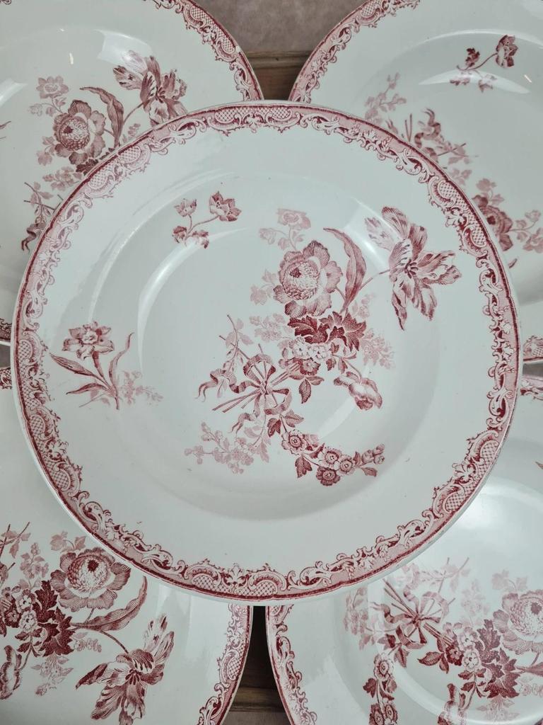 Lot de 7 assiettes creuses Sarreguemines “fontanges”