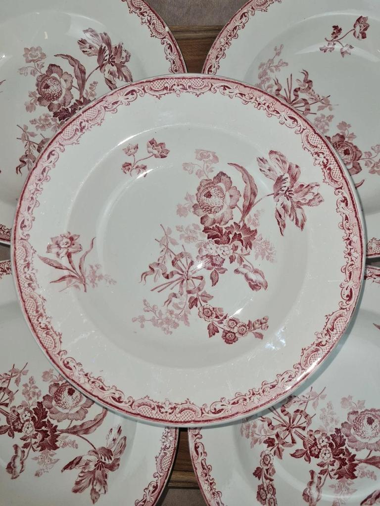 Lot de 7 assiettes creuses Sarreguemines “fontanges”