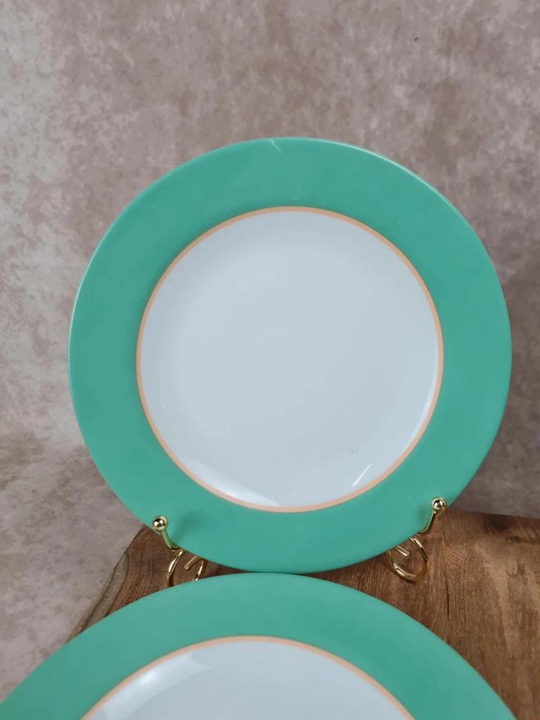 🍃 Lot de 7 assiettes vintage Arcopal vert d’eau 🇫🇷