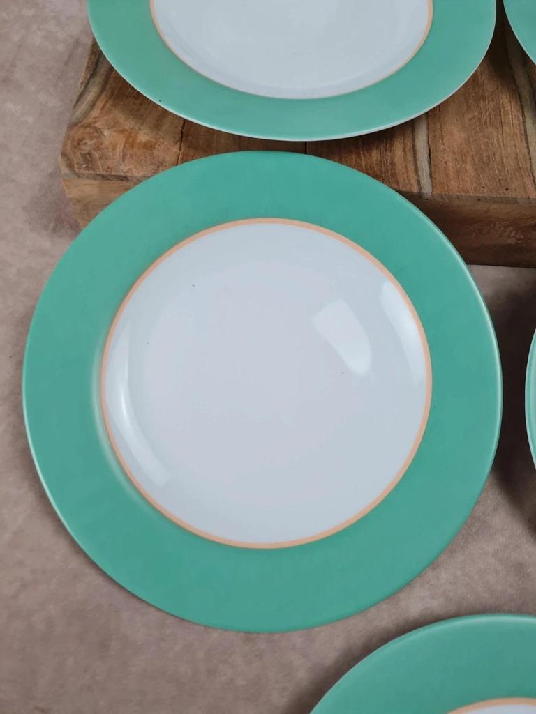 🍃 Lot de 7 assiettes vintage Arcopal vert d’eau 🇫🇷