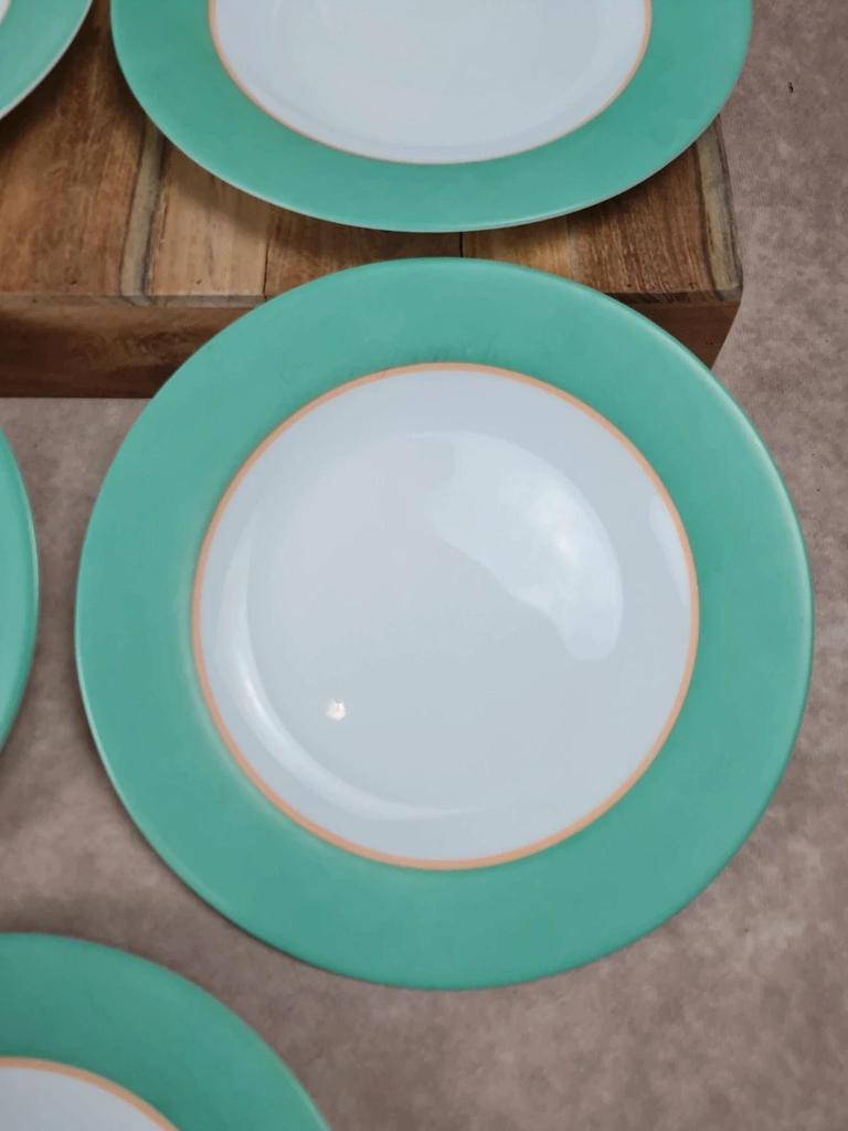 🍃 Lot de 7 assiettes vintage Arcopal vert d’eau 🇫🇷