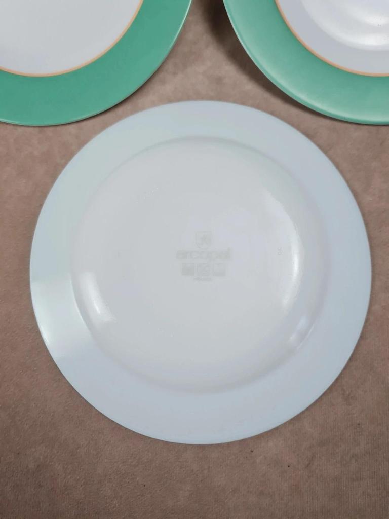 🍃 Lot de 7 assiettes vintage Arcopal vert d’eau 🇫🇷