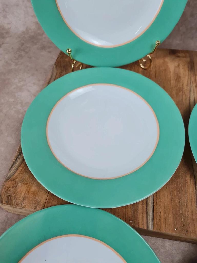 🍃 Lot de 7 assiettes vintage Arcopal vert d’eau 🇫🇷