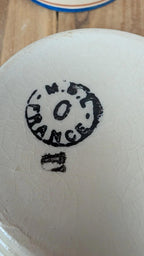 Lot de 7 tasses anciennes Moulin des Loups – Liserés bleu et ocre, charme rétro