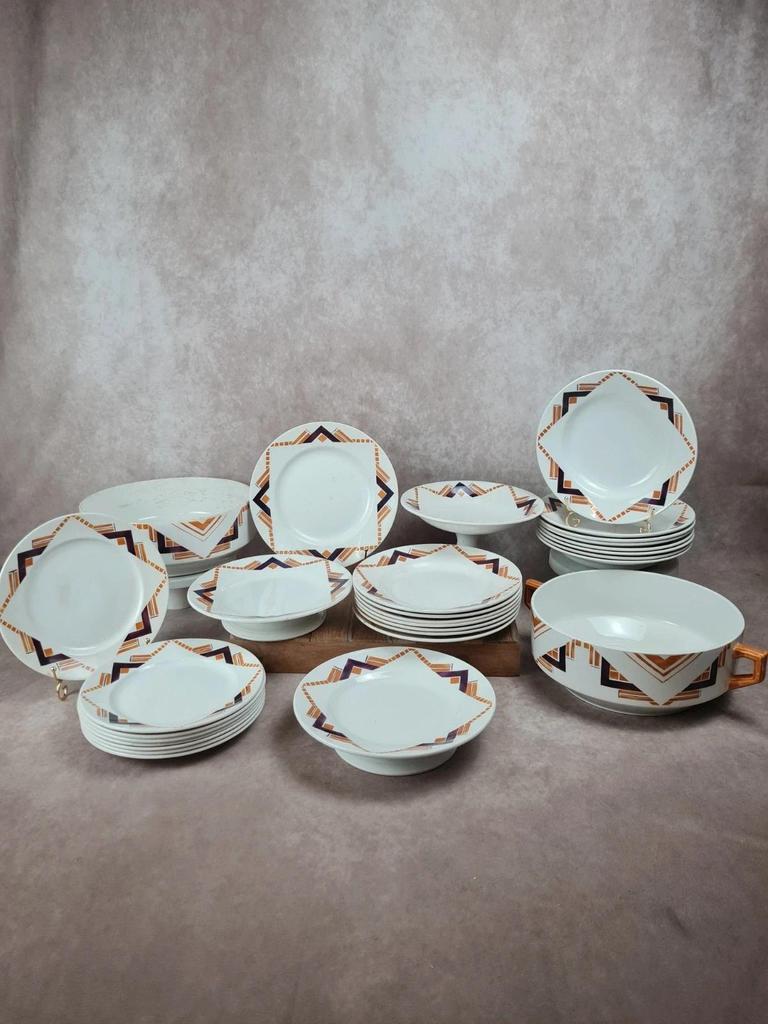 Lot de 8 assiettes plates Moulin des Loups & Hamage, modèle littoral