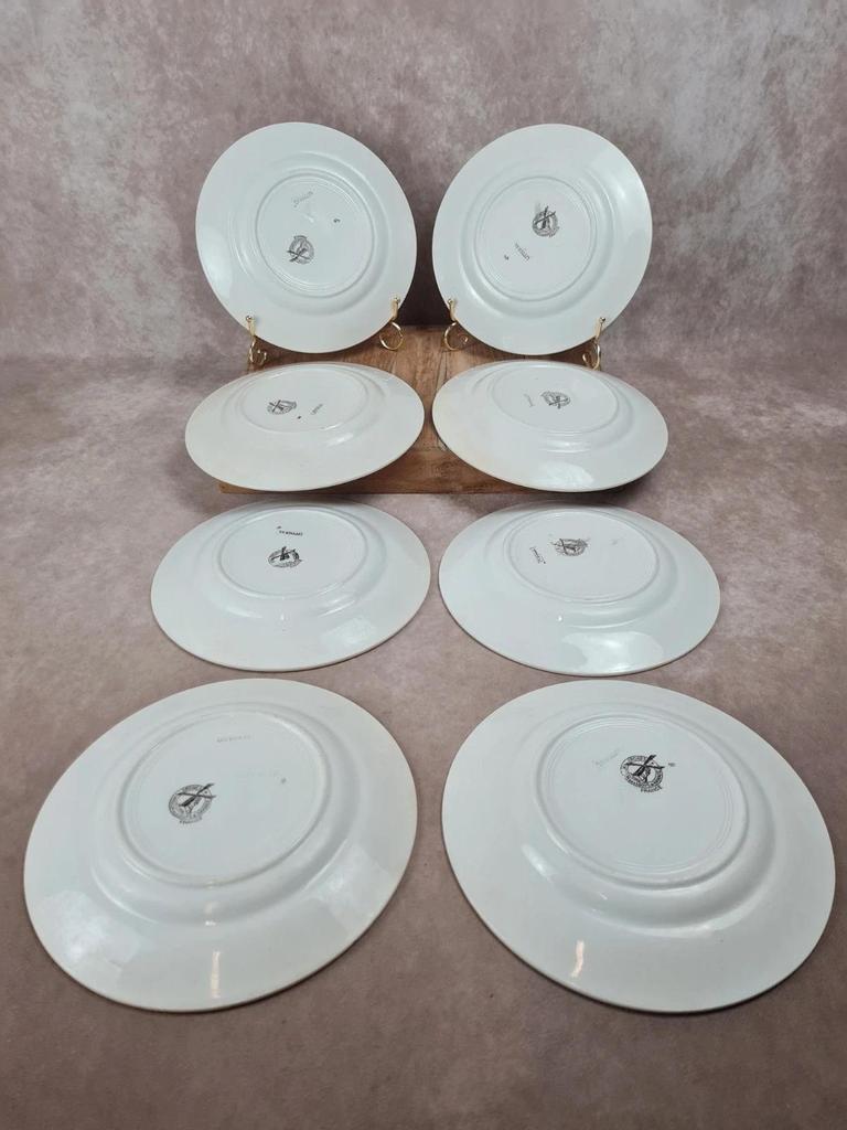 Lot de 8 assiettes plates Moulin des Loups & Hamage, modèle littoral