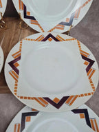 Lot de 8 assiettes plates Moulin des Loups & Hamage, modèle littoral