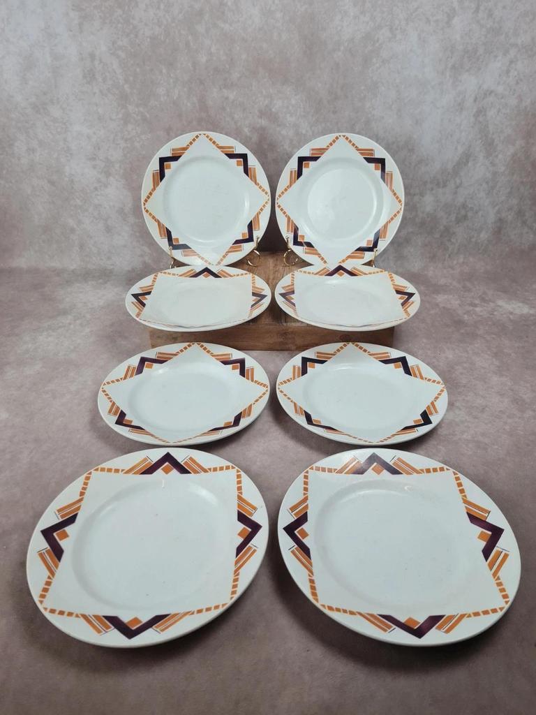 Lot de 8 assiettes plates Moulin des Loups & Hamage, modèle littoral