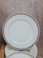 Lot porcelaine française ancienne – 8 assiettes à dessert + 1 plat à gâteau 💙