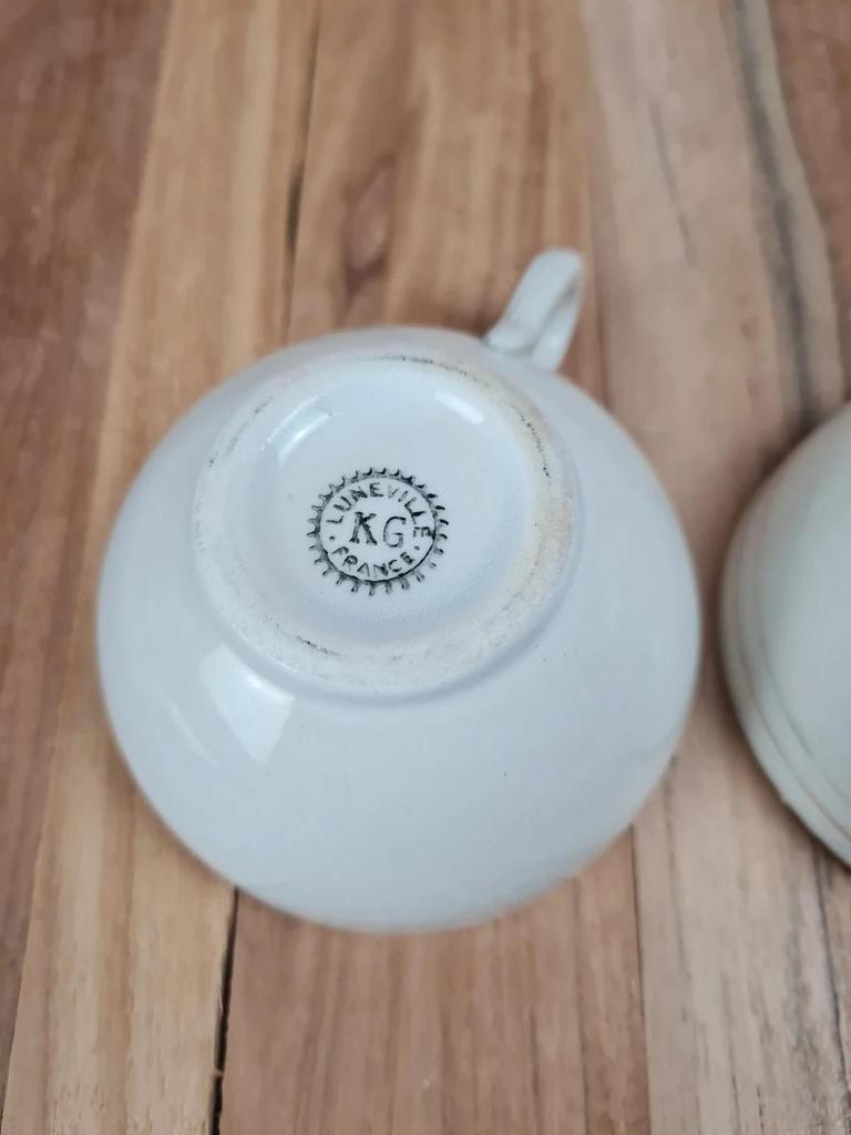 Lot vintage Kg Lunéville, 3 tasses + 3 soucoupes + 1 tasse offerte