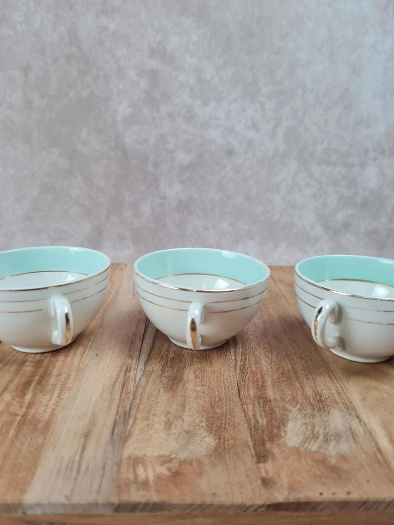 Lot vintage Kg Lunéville, 3 tasses + 3 soucoupes + 1 tasse offerte