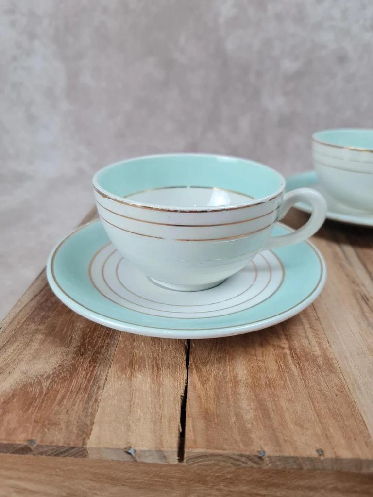 Lot vintage Kg Lunéville, 3 tasses + 3 soucoupes + 1 tasse offerte