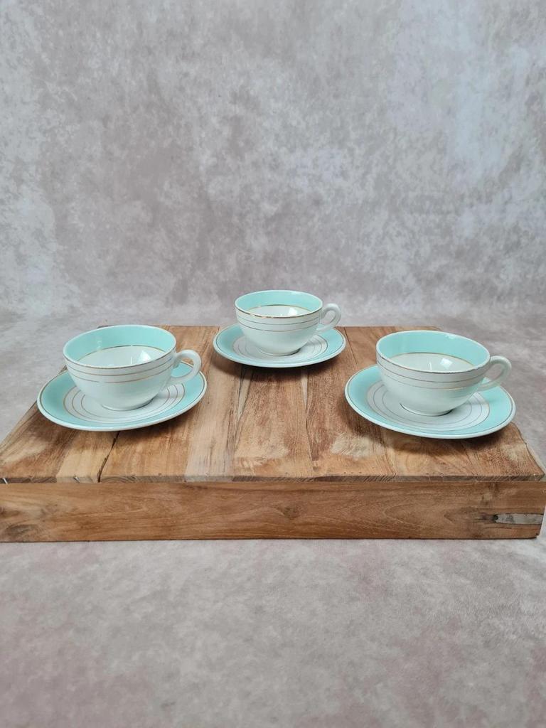 Lot vintage Kg Lunéville, 3 tasses + 3 soucoupes + 1 tasse offerte