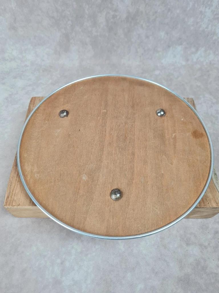 Miroir rond vintage métal & bois – à poser ou à suspendre