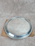 Miroir rond vintage métal & bois – à poser ou à suspendre