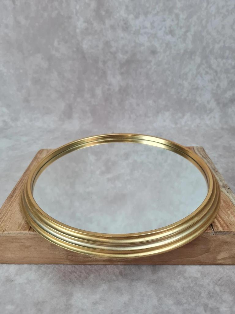 Miroir rond vintage ou dessous de plat en laiton 🪞