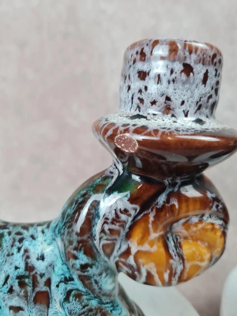 Paire de bougeoirs en céramique signée Vallauris – style 60s
