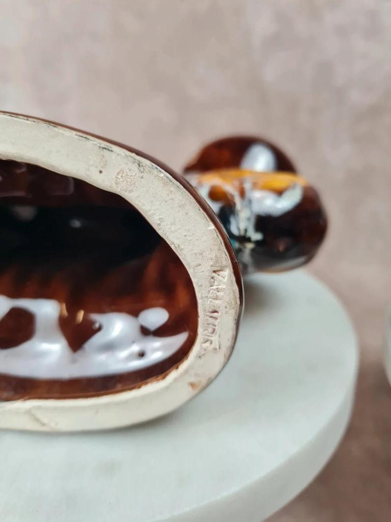 Paire de bougeoirs en céramique signée Vallauris – style 60s