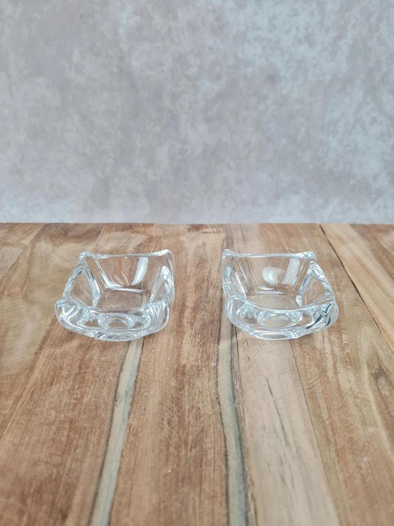 🩵 Paire de mini vide - poches en cristal signés Daum France
