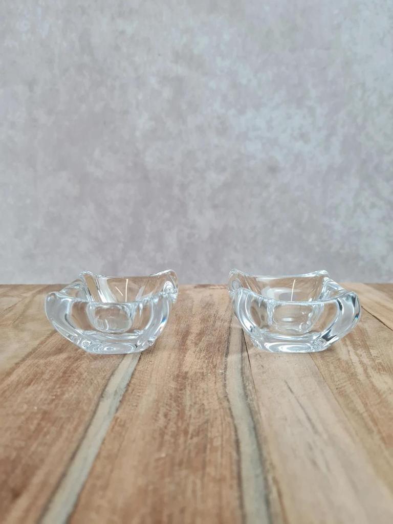 🩵 Paire de mini vide - poches en cristal signés Daum France