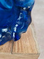 🌸 Paire de vases anciens bleu cobalt décor floral main