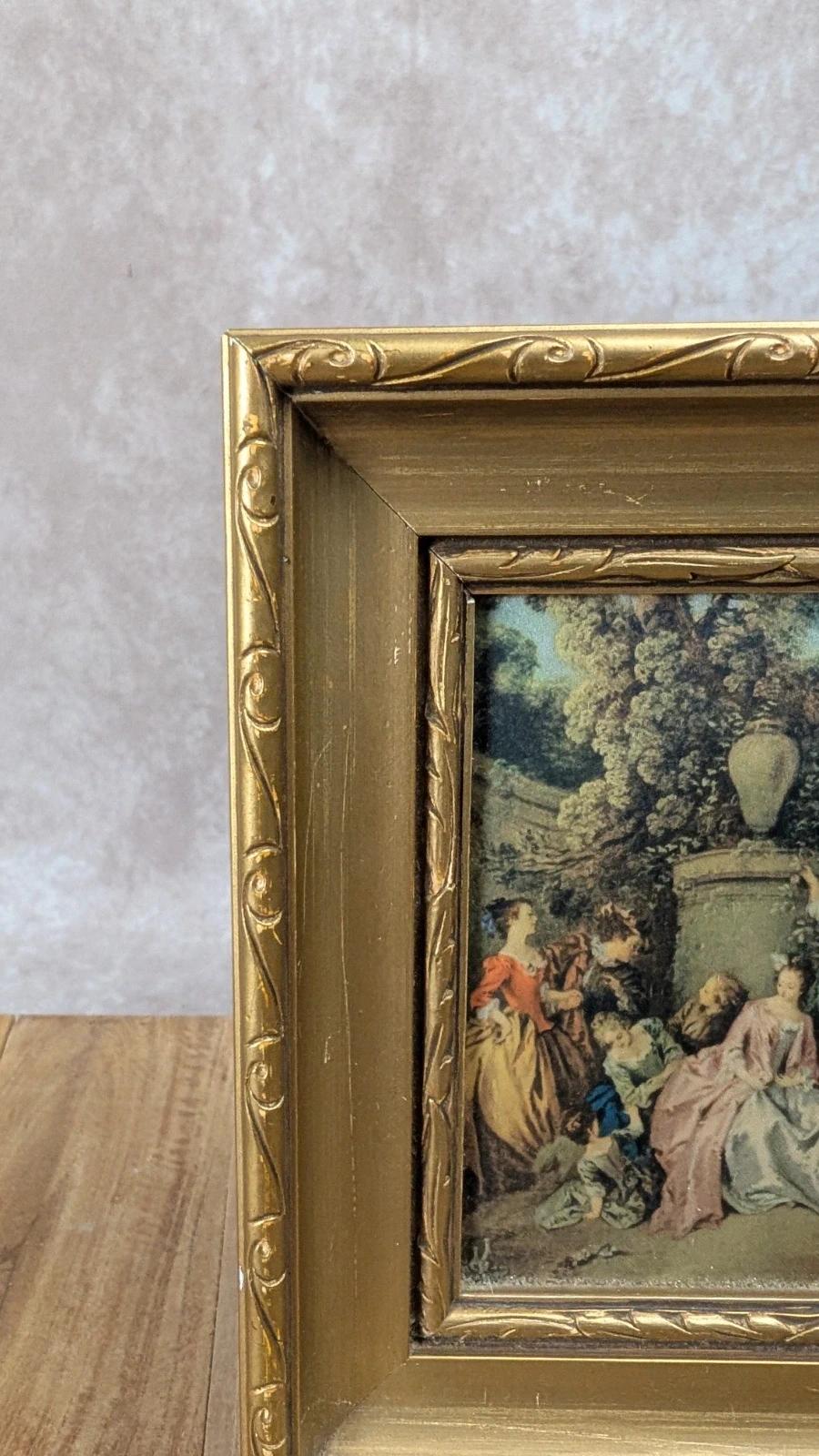 Petit cadre doré scène galante Xviiie style rococo