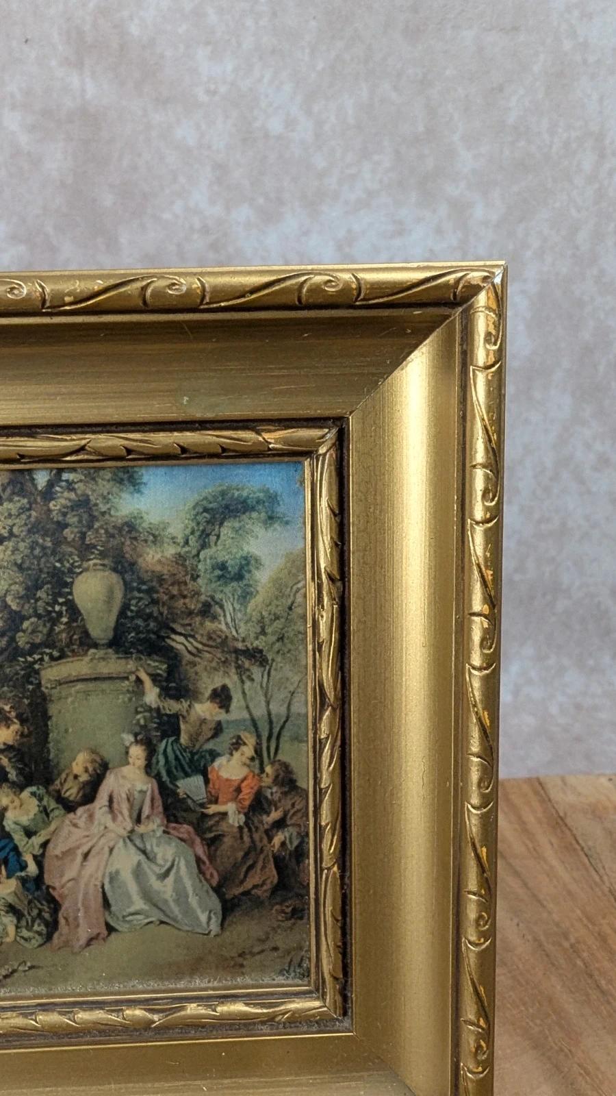 Petit cadre doré scène galante Xviiie style rococo