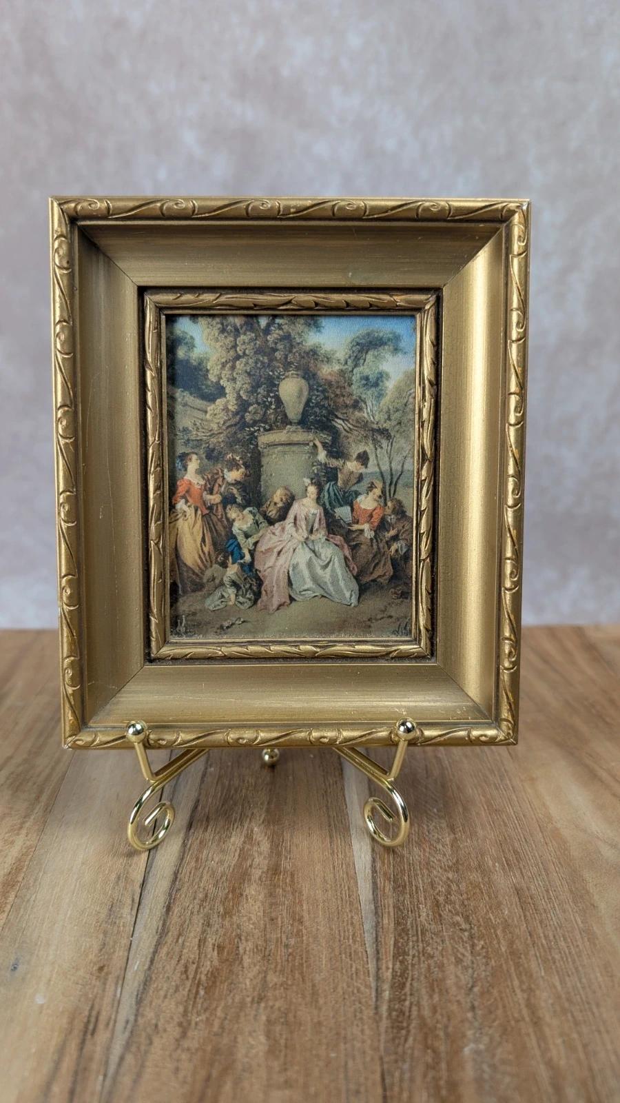 Petit cadre doré scène galante Xviiie style rococo