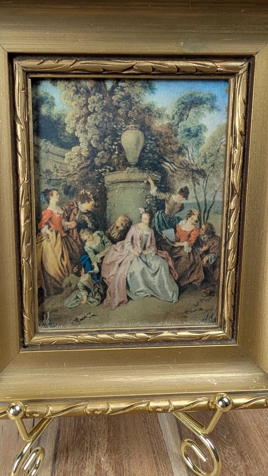 Petit cadre doré scène galante Xviiie style rococo