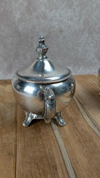 Petit pot à lait & sucrier en métal argenté