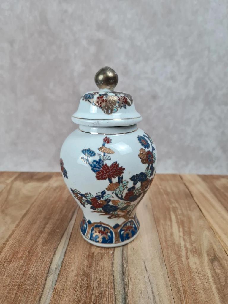 🏺 Petit pot couvert chinois en porcelaine décor Imari