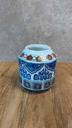 Petit pot décor asiatique bleu & or