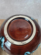 Petit pot vintage en céramique émaillée signé Vallauris avec couvercle 🏺💙