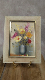 Petit tableau ancien signé J. David – bouquet de fleurs