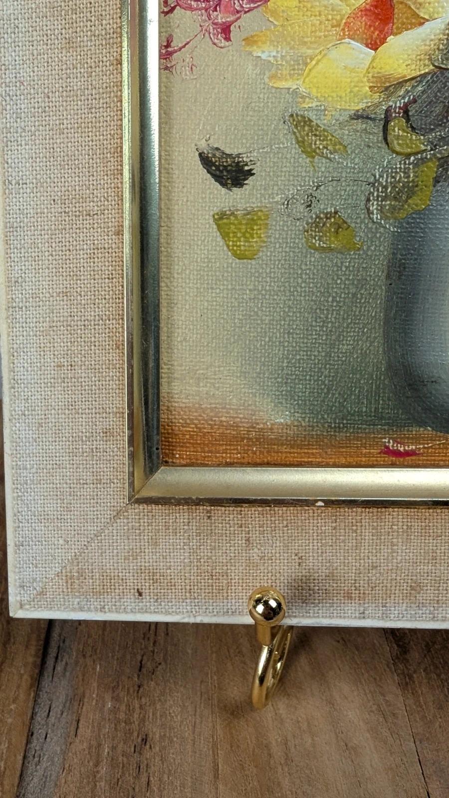 Petit tableau ancien signé J. David – bouquet de fleurs