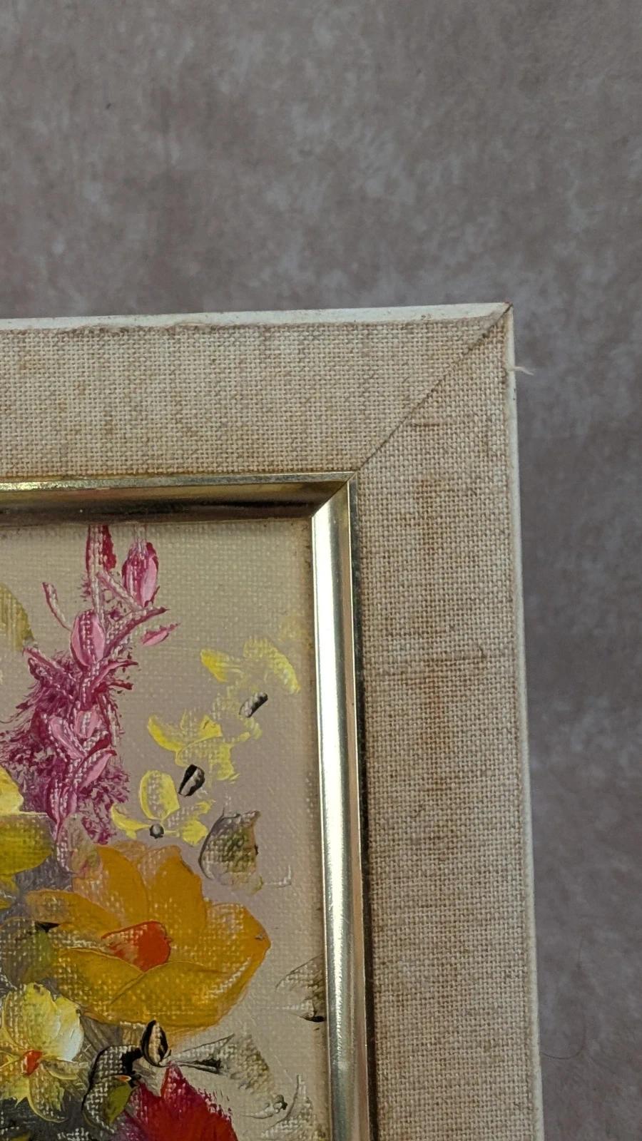 Petit tableau ancien signé J. David – bouquet de fleurs