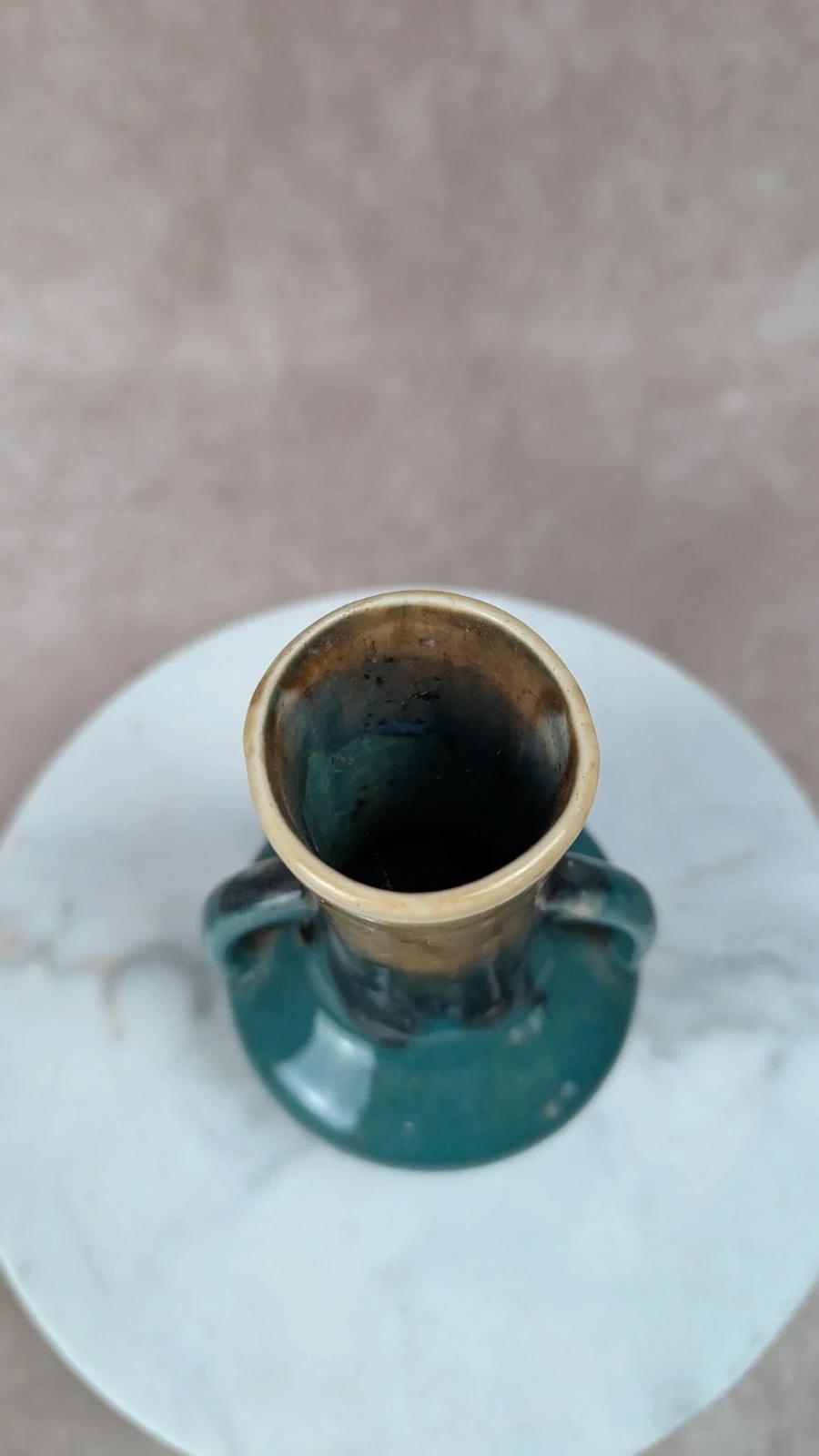 Petit vase vintage en céramique bicolore